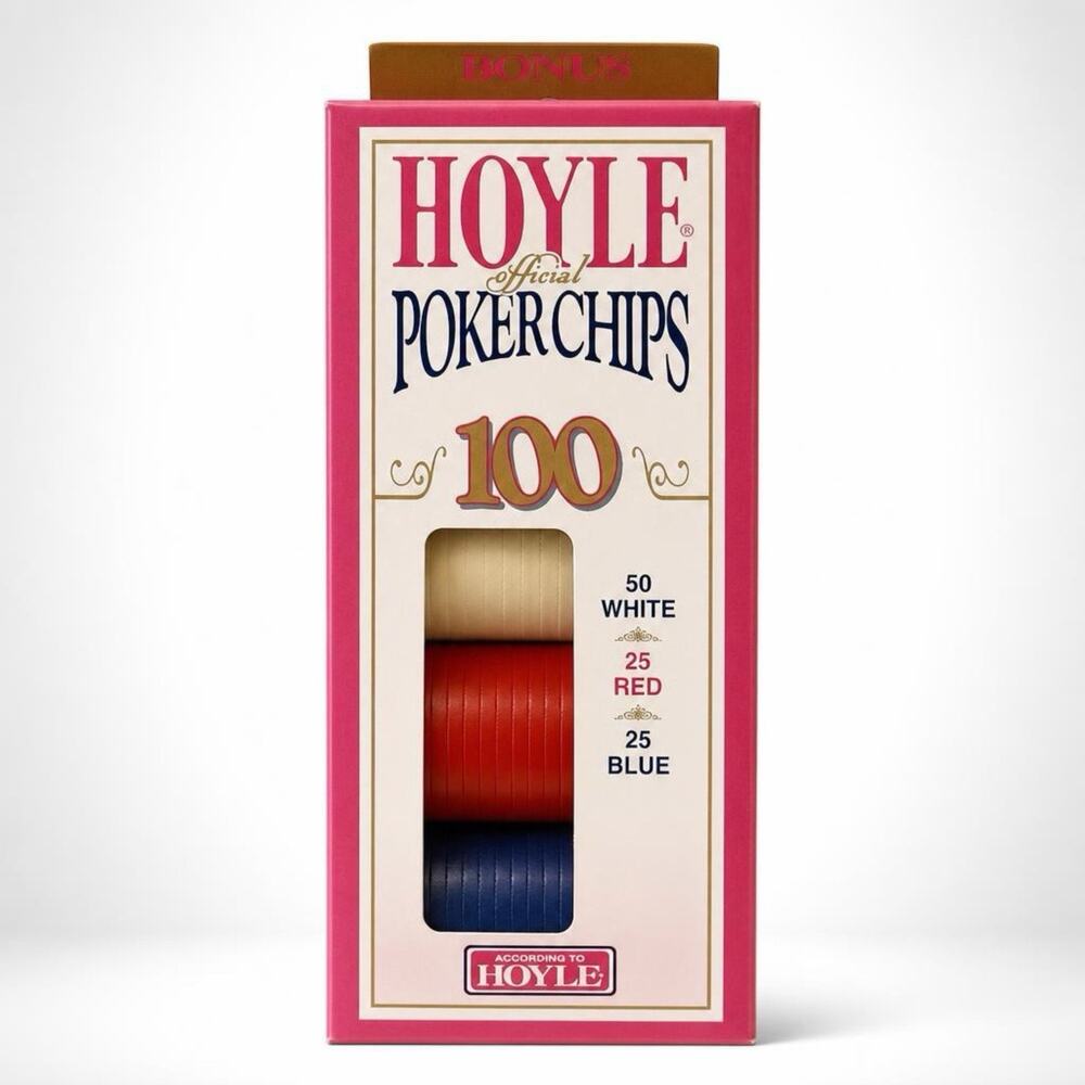 100 Vintage HOYLE Interlocking Poker Chips Red White Blue Plastic Washable USA
